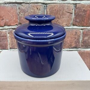 The Original Butter Bell Crock Dish Cobalt Blue Kitchen 2pc Farmhouse Country